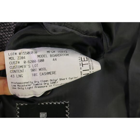 Hickey Freeman Gray Black Tweed Woven Wool Cashmere 2-Btn Blazer Jacket 43L - Picture 8 of 8